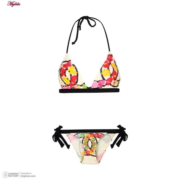 ست 2 تکه مایو دخترانه مدل 11017 رنگ کرم