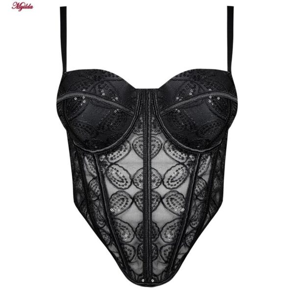 سوتین فنردار زنانه ماییلدا مدل پولکی بلند کد 5303-007 رنگ مشکی