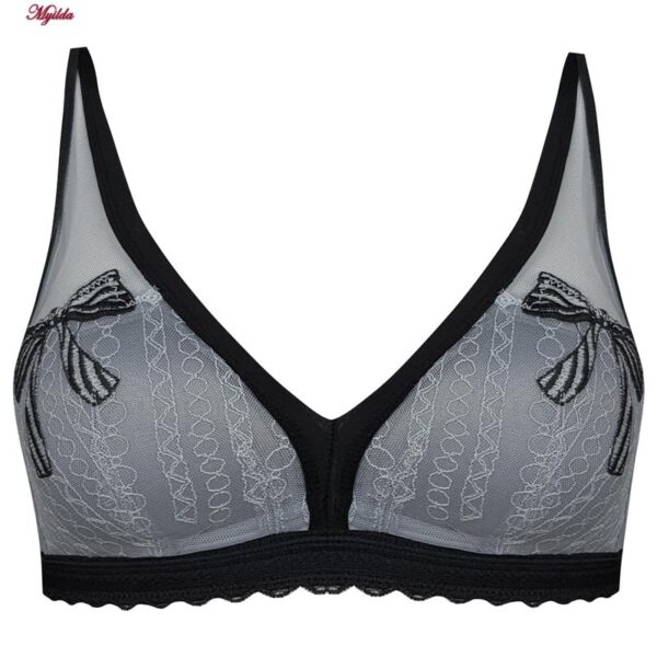 ست شورت و سوتین زنانه ماییلدا مدل پاپیون بدون فنر کاپ اسفنجی کد 5300-A881 رنگ طوسی