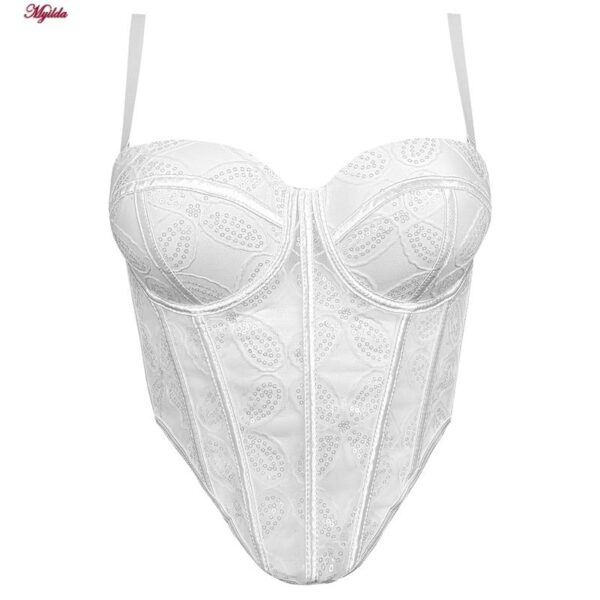 سوتین فنردار زنانه ماییلدا مدل پولکی بلند کد 5303-007 رنگ سفید