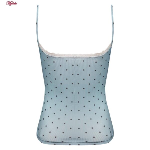 کراپ‌تاپ زنانه ماییلدا مدل پددار خال خالی کد 5301 -6853 رنگ آبی