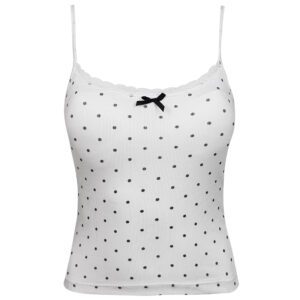 کراپ‌تاپ زنانه ماییلدا مدل پددار خال خالی کد 5301-6853 رنگ سفید