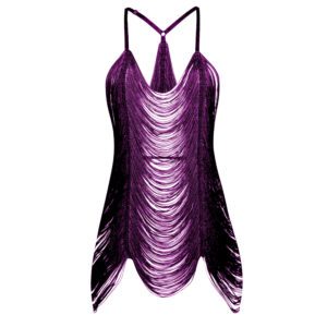 لباس خواب زنانه مدل شهره 4438-9726 ریش ریش رنگ بنفش تیره