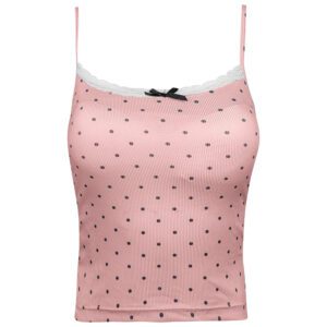 کراپ‌تاپ زنانه ماییلدا مدل پددار خال خالی کد 5301-6853 رنگ صورتی