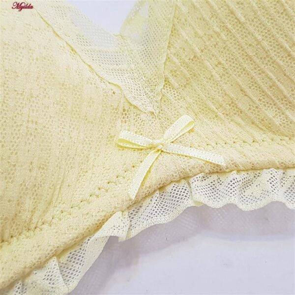 سوتین بدون فنر زنانه مدل کاپ اسفنجی گیپوری کد 5304 رنگ لیمویی