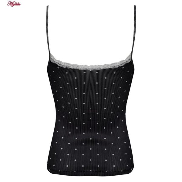 کراپ‌تاپ زنانه ماییلدا مدل پددار خال خالی کد 5301-6853 رنگ مشکی