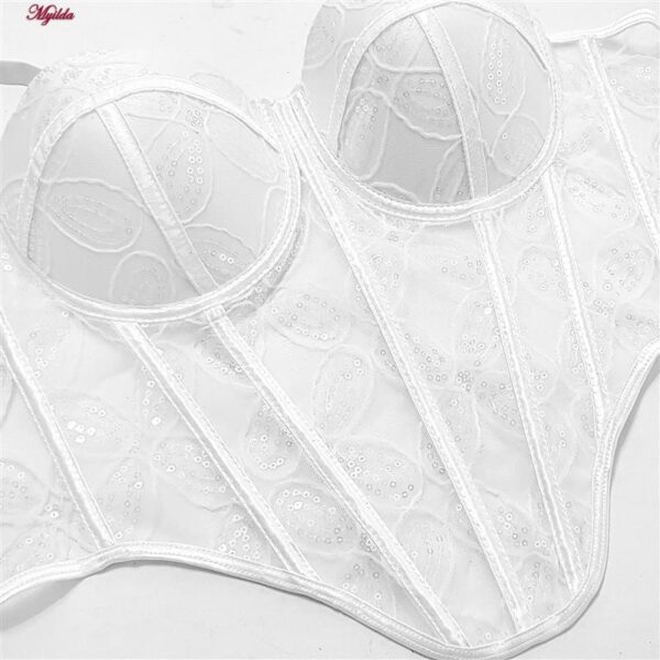 سوتین فنردار زنانه ماییلدا مدل پولکی بلند کد 5303-007 رنگ سفید