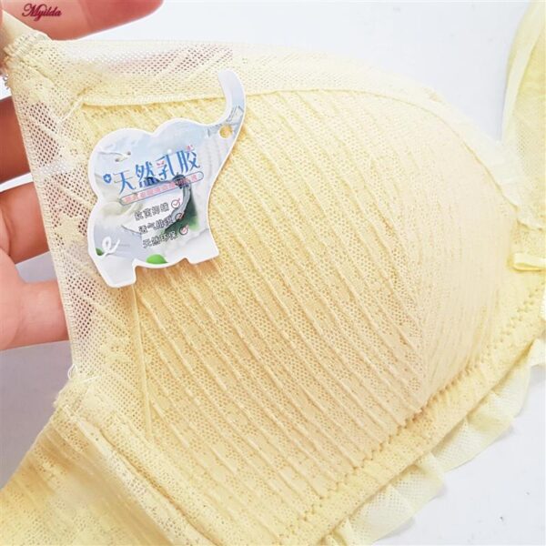 سوتین بدون فنر زنانه مدل کاپ اسفنجی گیپوری کد 5304 رنگ لیمویی