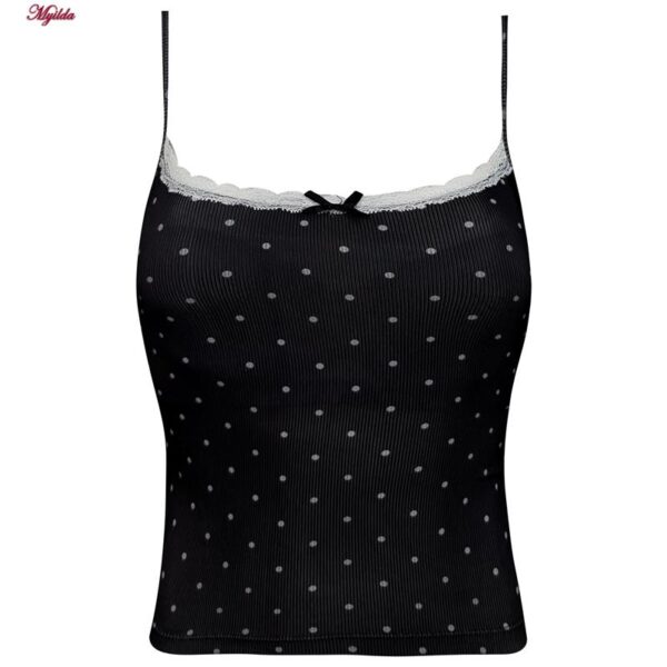 کراپ‌تاپ زنانه ماییلدا مدل پددار خال خالی کد 5301-6853 رنگ مشکی