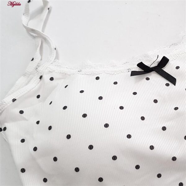 کراپ‌تاپ زنانه ماییلدا مدل پددار خال خالی کد 5301-6853 رنگ سفید