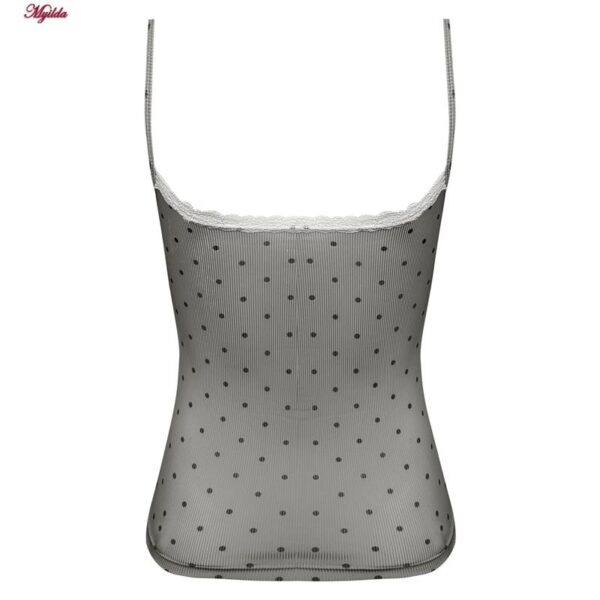 کراپ‌تاپ زنانه ماییلدا مدل پددار خال خالی کد 5301-6853 رنگ طوسی