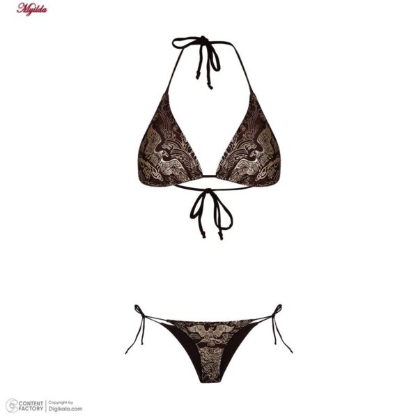 ست 2 تکه مایو دخترانه مدل 11005 رنگ قهوه‌ای