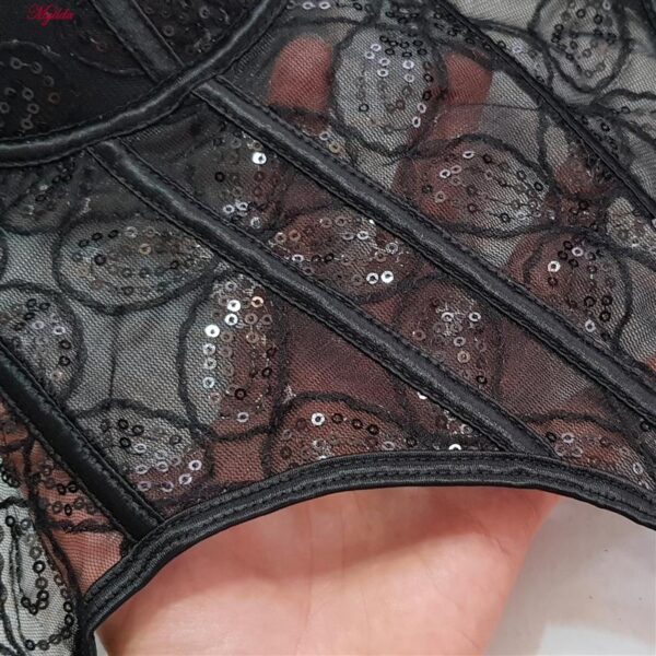 سوتین فنردار زنانه ماییلدا مدل پولکی بلند کد 5303-007 رنگ مشکی