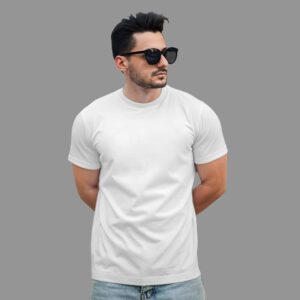 تی شرت آستین کوتاه مردانه مدل یقه گرد ساده رنگ سفید