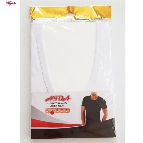 زیرپوش آستین کوتاه یقه گرد مردانه آیدا جید مدل نخ پنبه کد 5331-1 بسته 2 عددی