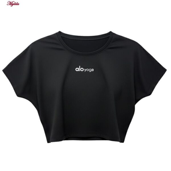 کراپ تی شرت ورزشی آستین کوتاه زنانه مدل 5488-577