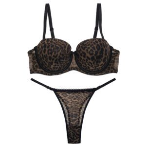 ست شورت و سوتین زنانه شارمین مدل جکدار فنردار پلنگی کد 5458-1066