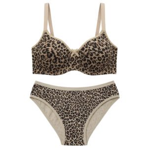 ست شورت و سوتین زنانه شارمین مدل پلنگی فنردار کد 5466-2065