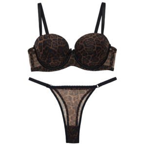 ست شورت و سوتین زنانه شارمین مدل جکدار فنردار پلنگی کد 5457-1066