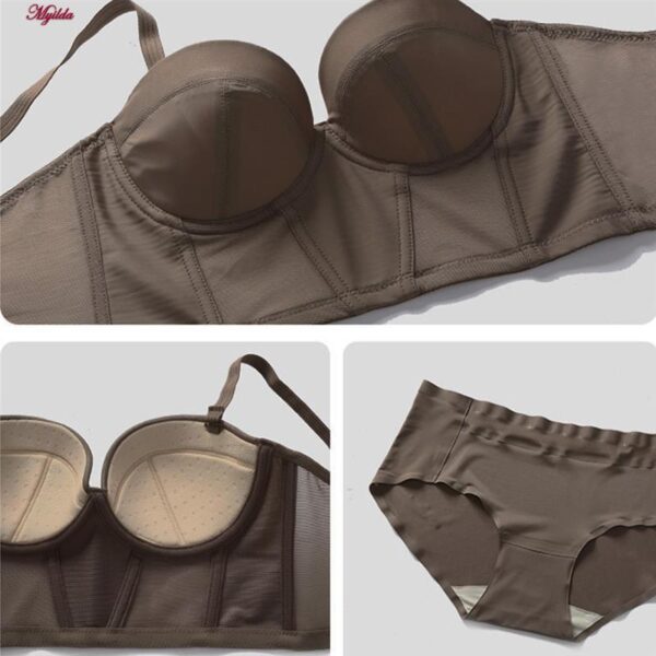 ست شورت و سوتین زنانه ماییلدا مدل لانگ لاین فنردار بند متحرک کد 5480-028