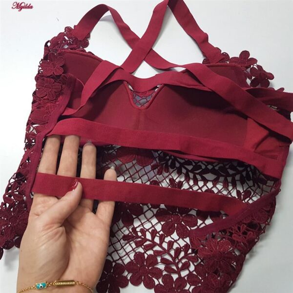 تاپ زنانه ماییلدا مدل گل گلی گیپوری کد 5474-1837