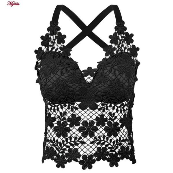 کراپ تاپ زنانه ماییلدا مدل گل گلی گیپوری کد 5474-1837