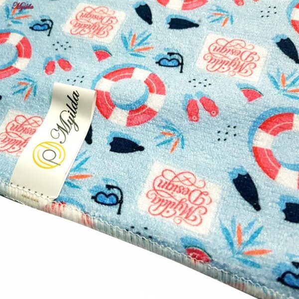 حوله دست و صورت ماییلدا طرح تفریحات ساحلی کد 5538 سایز 75x35 سانتی متر