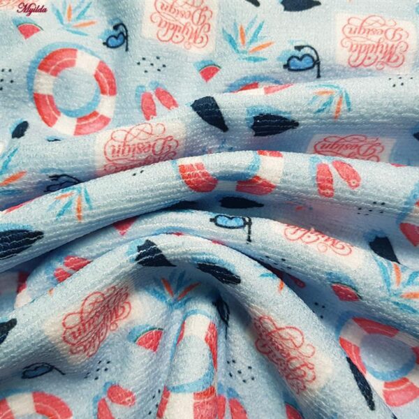 حوله دست و صورت ماییلدا طرح تفریحات ساحلی کد 5538 سایز 75x35 سانتی متر