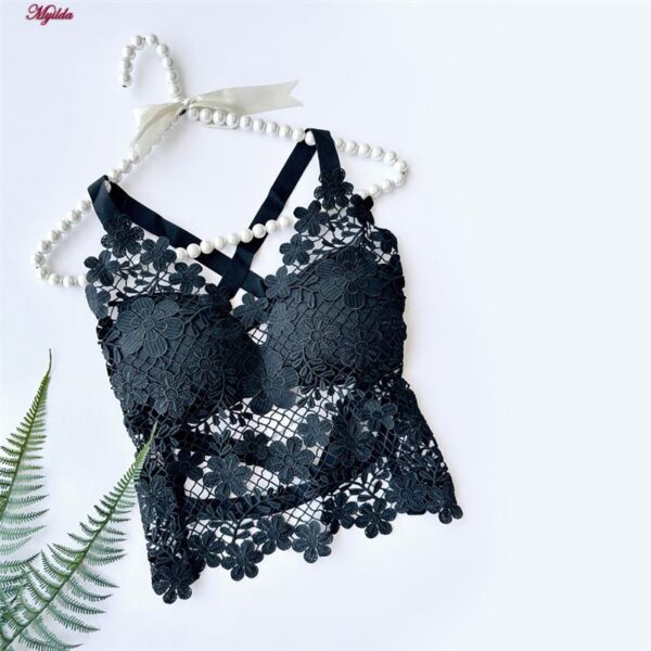 کراپ تاپ زنانه ماییلدا مدل گل گلی گیپوری کد 5474-1837