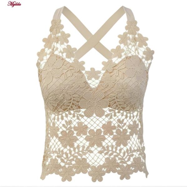 تاپ زنانه ماییلدا مدل گل گلی گیپوری کد 5474-1837