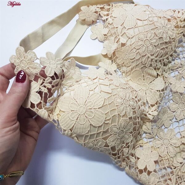 تاپ زنانه ماییلدا مدل گل گلی گیپوری کد 5474-1837