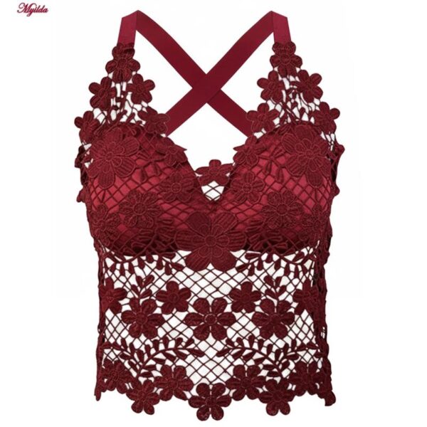 تاپ زنانه ماییلدا مدل گل گلی گیپوری کد 5474-1837