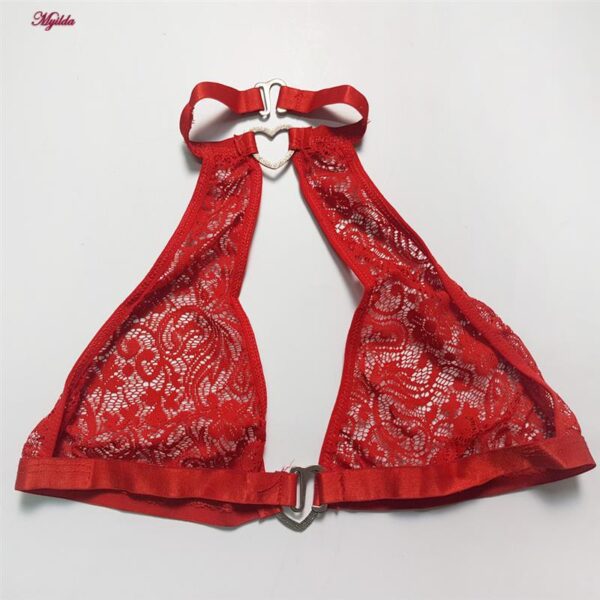 ست شورت و سوتین زنانه مدل گیپوری قلبی کد 5499-2028 به همراه نگهدارنده جوراب