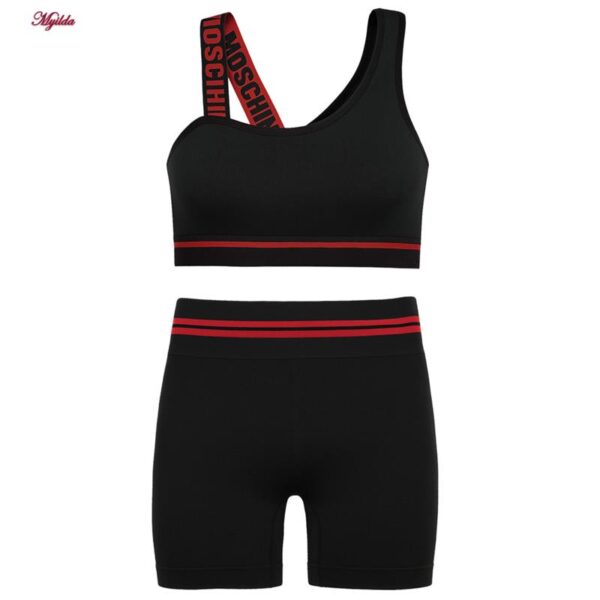 ست نیم‌تنه و شلوارک ورزشی زنانه مدل سیملس پشت چین دار کد 5562-2333