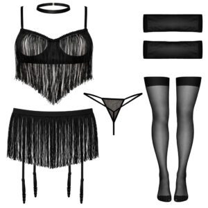 لباس خواب زنانه ماییلدا مدل ریش ریش کد 5624-4225 به همراه جوراب و دستکش