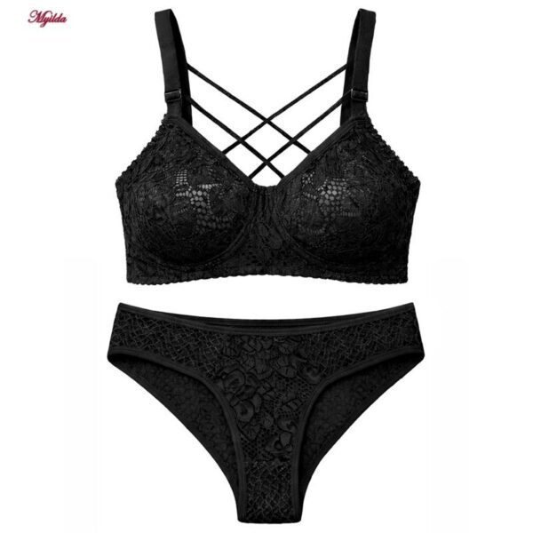 ست شورت و سوتین زنانه ماییلدا مدل گیپور هارنس دوبل فنردار کد 5664