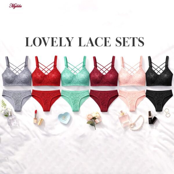 ست شورت و سوتین زنانه ماییلدا مدل گیپور هارنس دوبل فنردار کد 5664