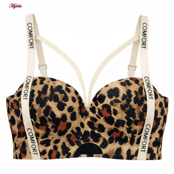 ست شورت و سوتین زنانه ماییلدا مدل لیزری هارنس دار بدون فنر نیم جک پلنگی کد 5669