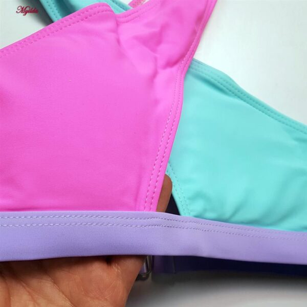 مایو 2 تکه زنانه شین مدل ضربدری کد 5005-7