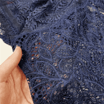 لباس خواب زنانه مدل گیپور کد 3908 رنگ سرمه ای