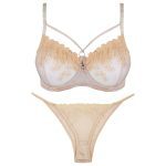 ست شورت و سوتین زنانه پانیذ مدل گیپوری کد 90030 رنگ کرم