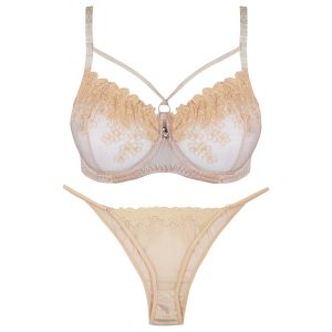 ست شورت و سوتین زنانه پانیذ مدل گیپوری کد 90030 رنگ کرم