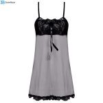 لباس خواب زنانه ماییلدا مدل گیپور کد 4014 رنگ مشکی