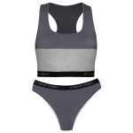 ست نیم تنه و شورت ورزشی زنانه کوزا مدل 9140-4 رنگ طوسی