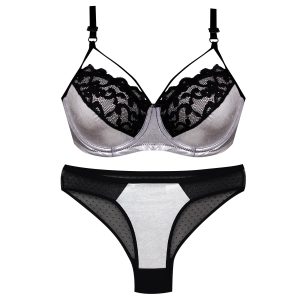 ست شورت و سوتین زنانه کارنا رز مدل فنردار کد 3391 رنگ نقره ای