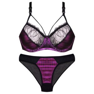 ست شورت و سوتین زنانه کارنا رز مدل فنردار کد 3391 رنگ بادمجانی