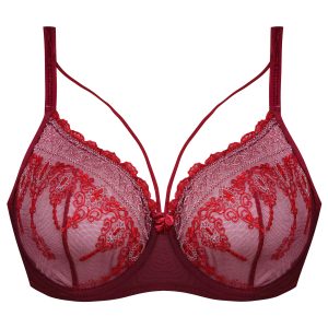 سوتین زنانه کارنا رز مدل گیپور کد 3388-5 رنگ زرشکی
