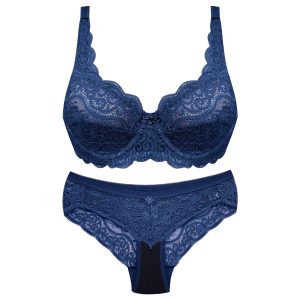 ست شورت و سوتین زنانه پانیذ مدل فنردار کد 9015 رنگ سرمه ای