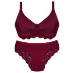 ست شورت و سوتین زنانه پانیذ مدل فنردار کد 9012 رنگ زرشکی