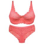 ست شورت و سوتین زنانه پانیذ مدل فنردار کد 9015 رنگ گلبهی